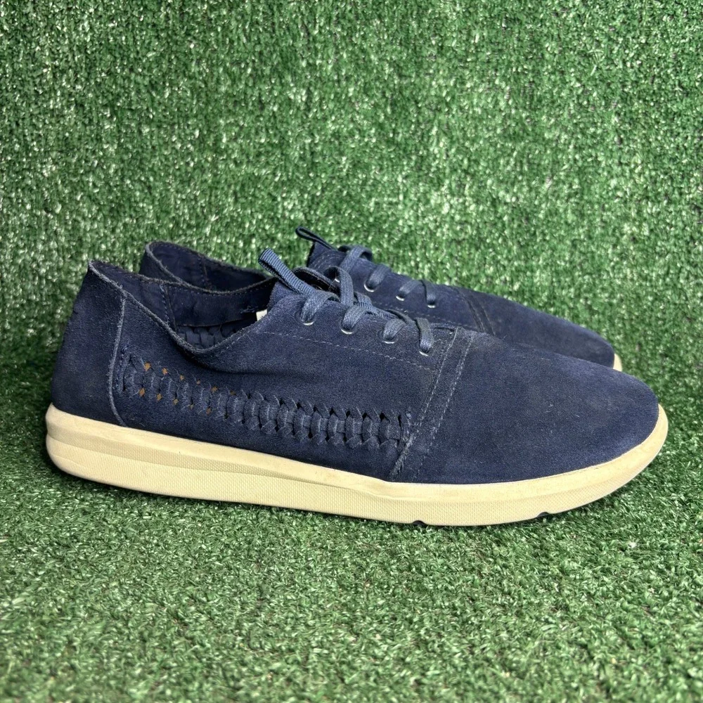 TOMS Del Rey Woven Suede Lace Up Casual Comfort Sneakers Navy‎ Blue Mens Sz 11.5